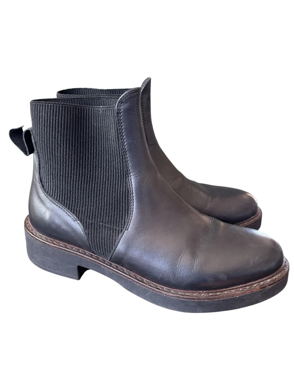 Emanuele Crasto Black Leather Chelsea Boots Made in Italy Size 39